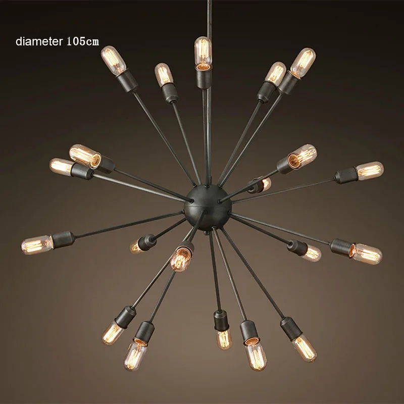 Черная Железная энергосберегающая винтажная подвесная люстра в форме кластера паука для спальни гостиной