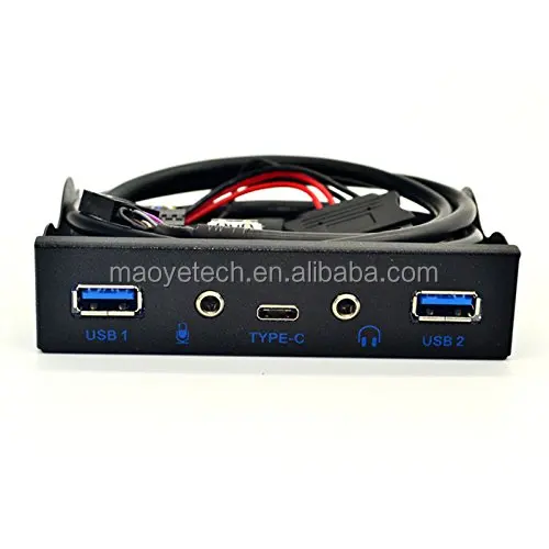 19Pin to 2 Ports USB 3.0 HUB and HD Audio+1 Port USB 3.1 Type C- 3.5-in PC Floppy Front Panel