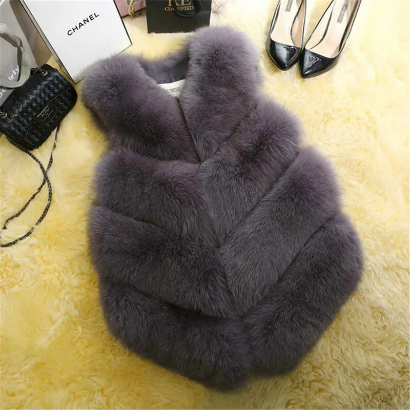 
Hot Sale Winter Thick Warm Fake Fur Vests Coat Women Faux Fox Fur Vest Midum Long Coats Waistcoat Female Jacket Outerwear 