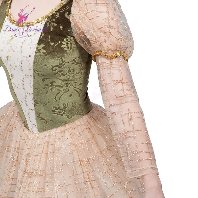 Long Sleeve Ballet Dance Performance Costume Romantic Tutu Ballerina Dress 18036