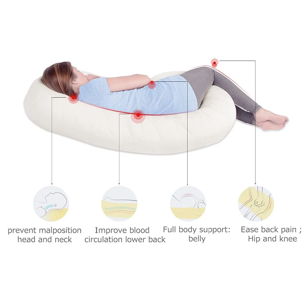 
Top Rated Body Pillow, C Shape, Organic Maternity Pillow For Side Sleeping & Back Support 