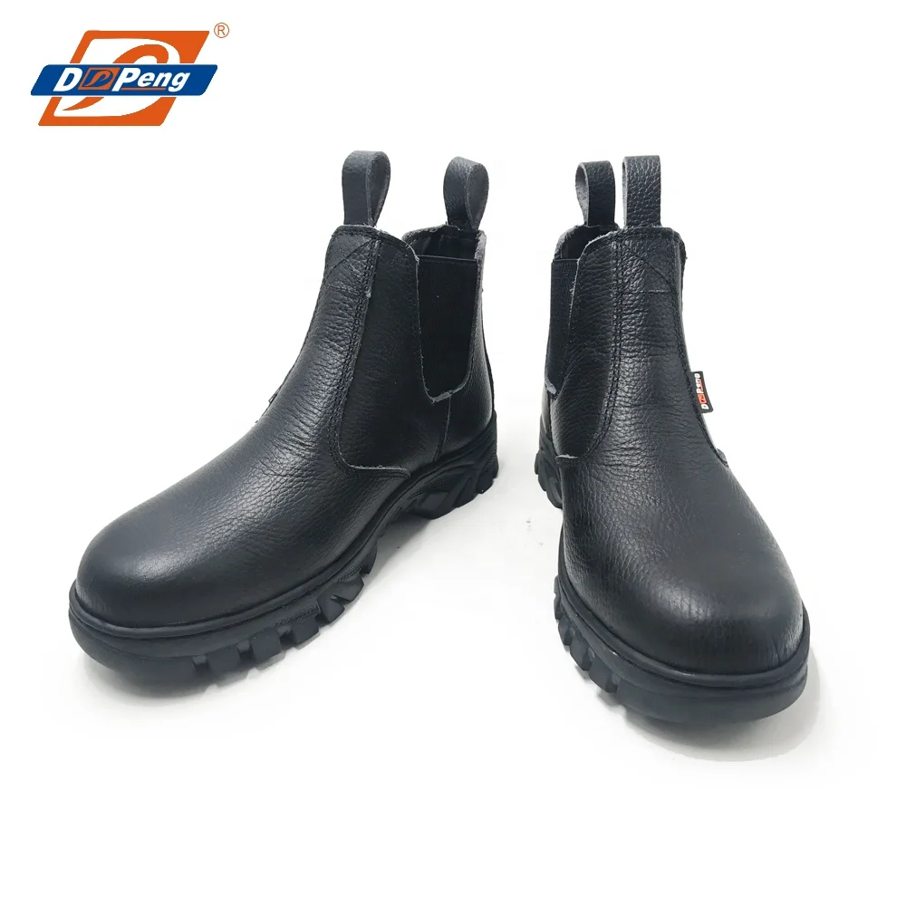 chelsea style steel toe cap elastic sided safety boots for heavy work Japan pull on work boots for men without lace