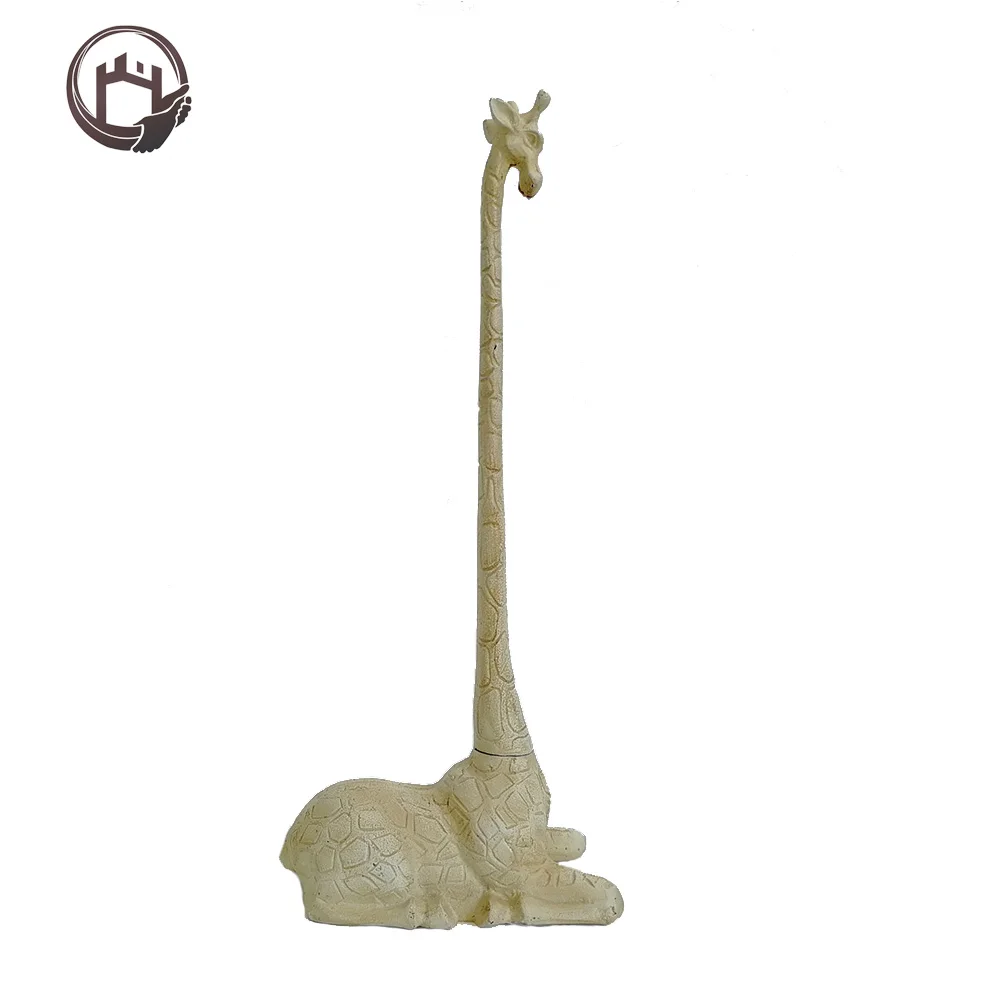 Antique finish bronze metal cast iron giraffe animal shaped toilet tissue paper roll holder rack
