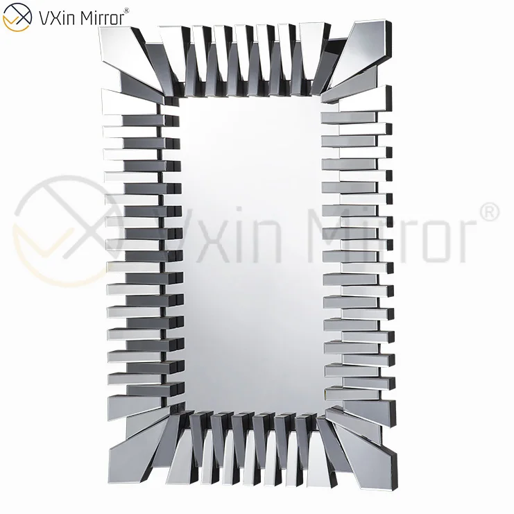Starburst Большой полной длины Серебряные стильные 3D прямоугольный Современная гостиная спальня настенное зеркало WXM-1041