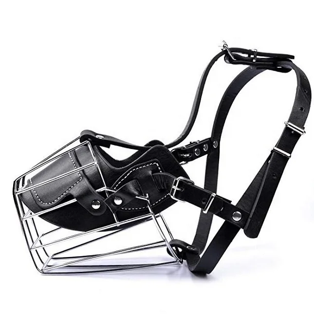 Pet Products Supply Dog Adjustable Wire Leather Basket Soft Dog Bark Muzzle