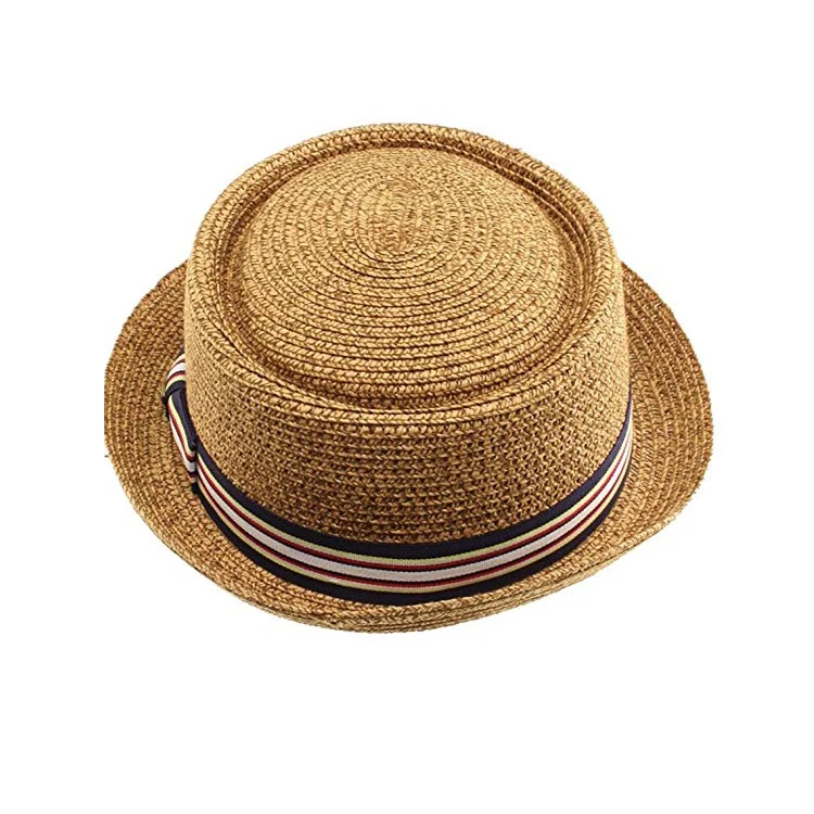 Summer Straw Pork Pie Hat Upturn Brim Derby Straw Fedora Hat Wholesale