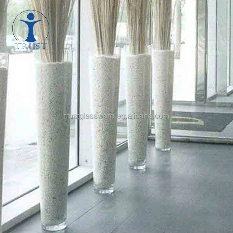 High Quality Factory Hand Made Customize supply wholesale CE fashion Tall Straight wedding glass vases