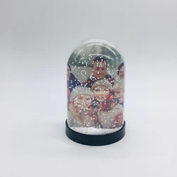 Custom home decorative plastic LED light snow globe with photo insert
