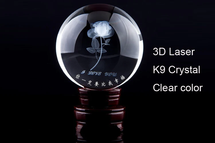 3D Laser Engraved K9 Crystal glass Ball Sphere Home Decoration Accessories Gifts
