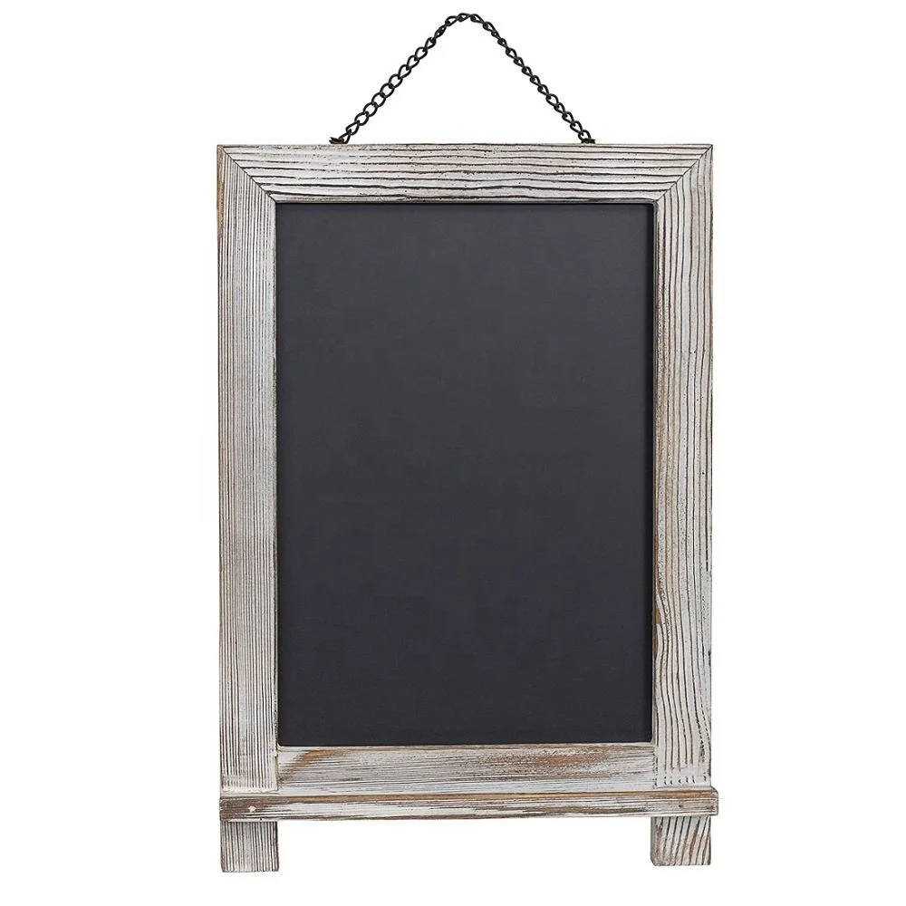 Rustic Wooden Framed hanging Chalkboard Sign with Non-Porous Magnetic Chalk Board Surface