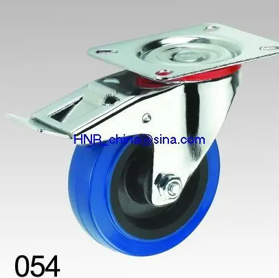 
blue elastic rubber industrial wheel caster swivel with brake 