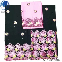 Beautifical 2019 new design african voile lace cotton lace fabric embroidery nigeria swiss voile lace fabric ML19R160