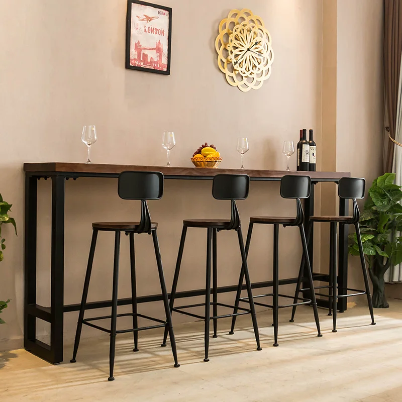 modern industrial style wooden bar table