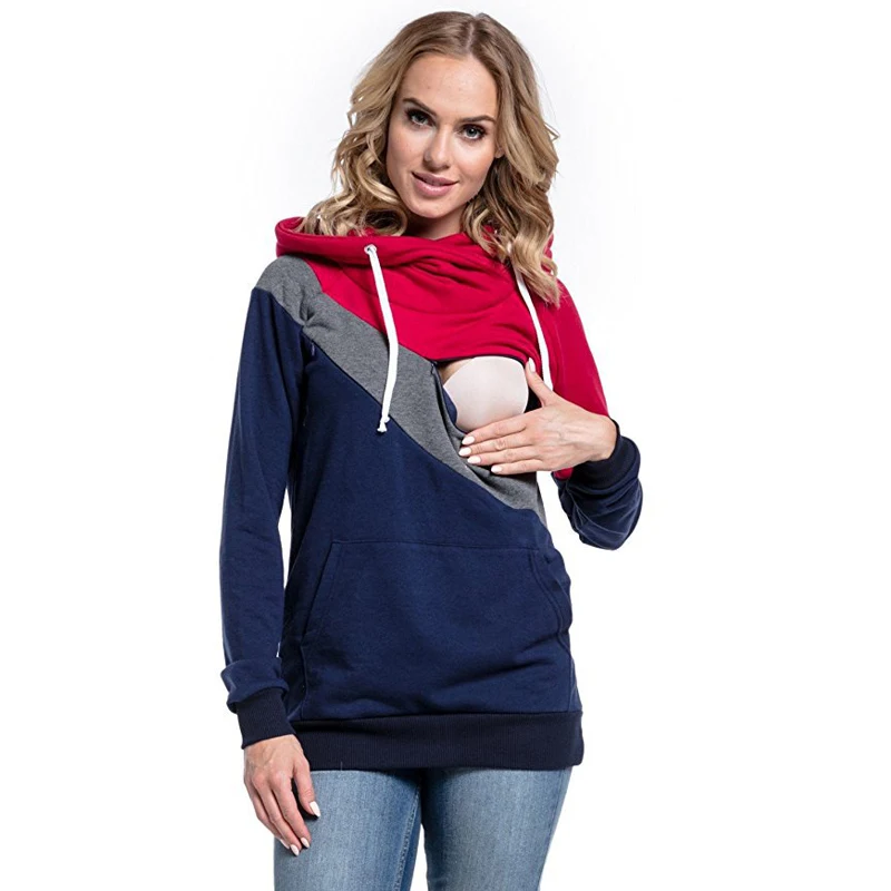 Женская зимняя толстовка с капюшоном для грудного вскармливания толстовки с длинным рукавом рубашка для кормления модная одежда для беременных американские и европейские размеры