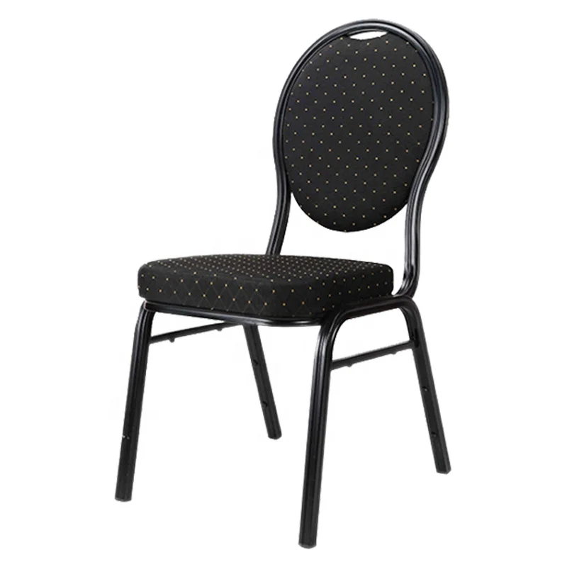 Cheap used hotel commercial stackable metal steel padded black banquet stacking chairs