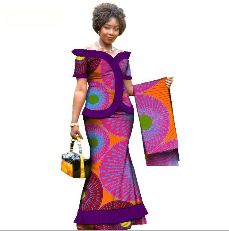 100% cotton wax fabric African women shirt coat outfit in elegant style