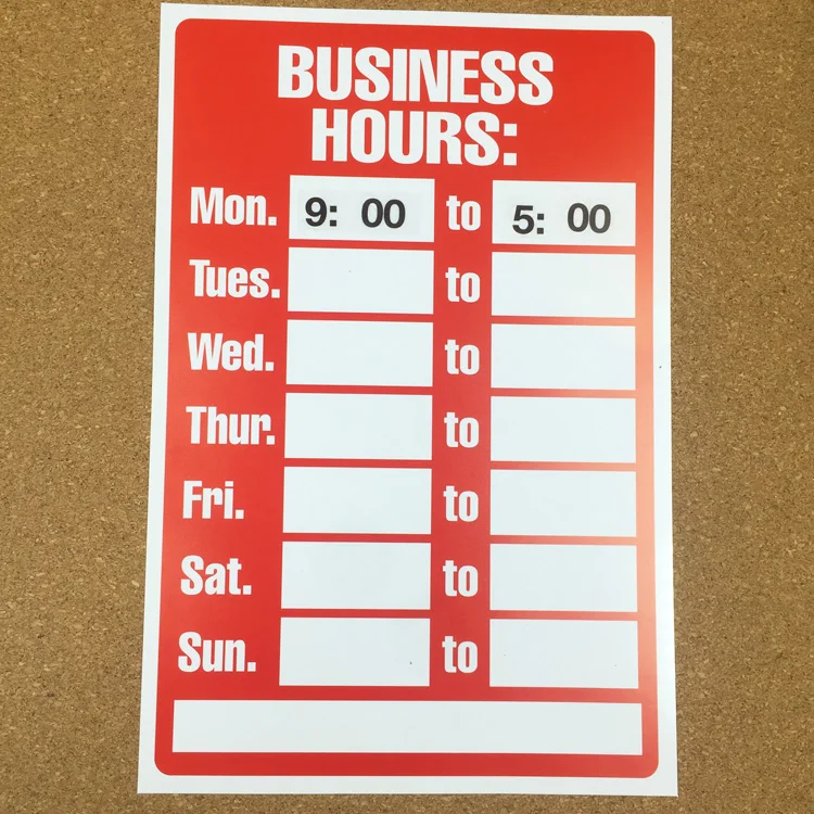 High quality PVC shop open and closed sign business hours sign for sale