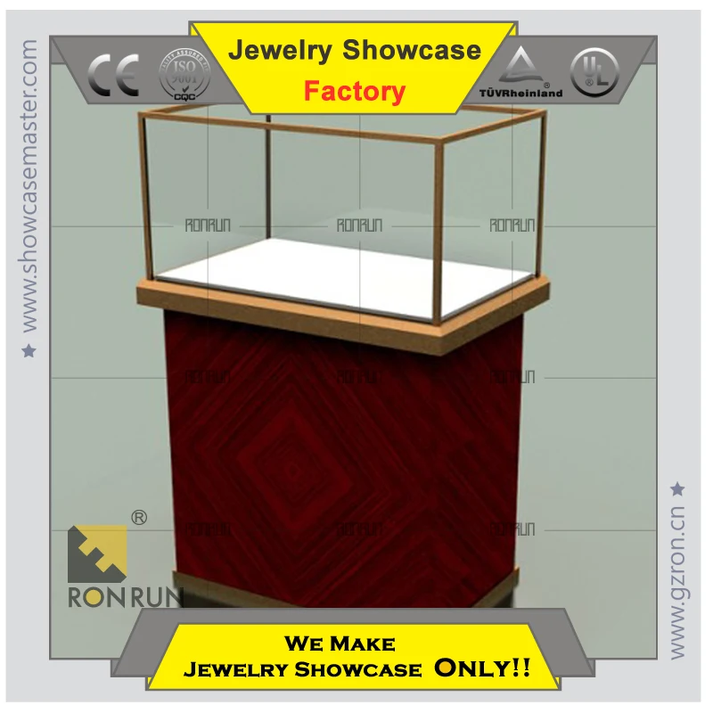 Luxury design showcase rotating jewellery display cabinet with stainless steel and LED light for jewelry shop