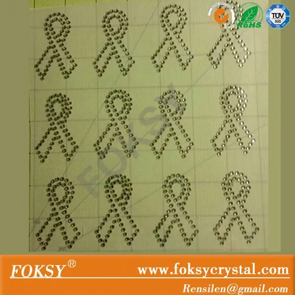 Горный хрусталь осведомленности ленты железа на переводы Для Cheer Луки Рака Молочной Железы болельщик волосы луки дизайн