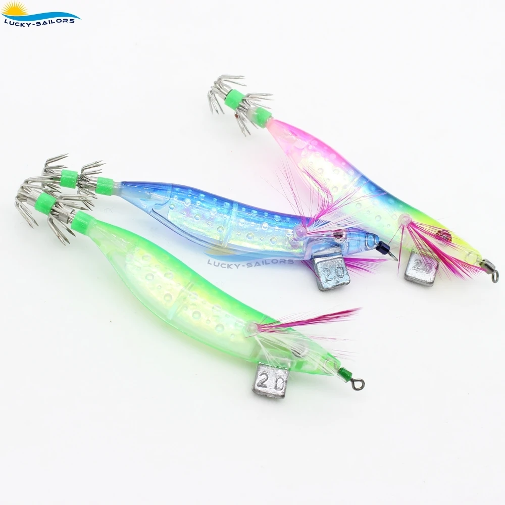 Squid Jigs Glowing Shrimp Prawn Baits Squid Fishing Lures Jig Hook Bait hot sale