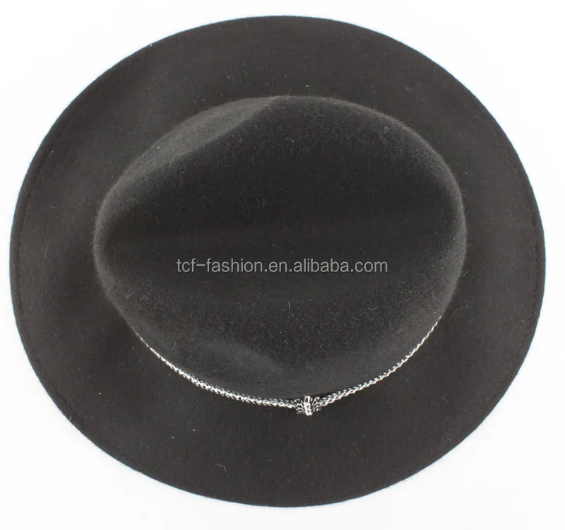 women wool wide brim metal trim panama handmade fedora felt