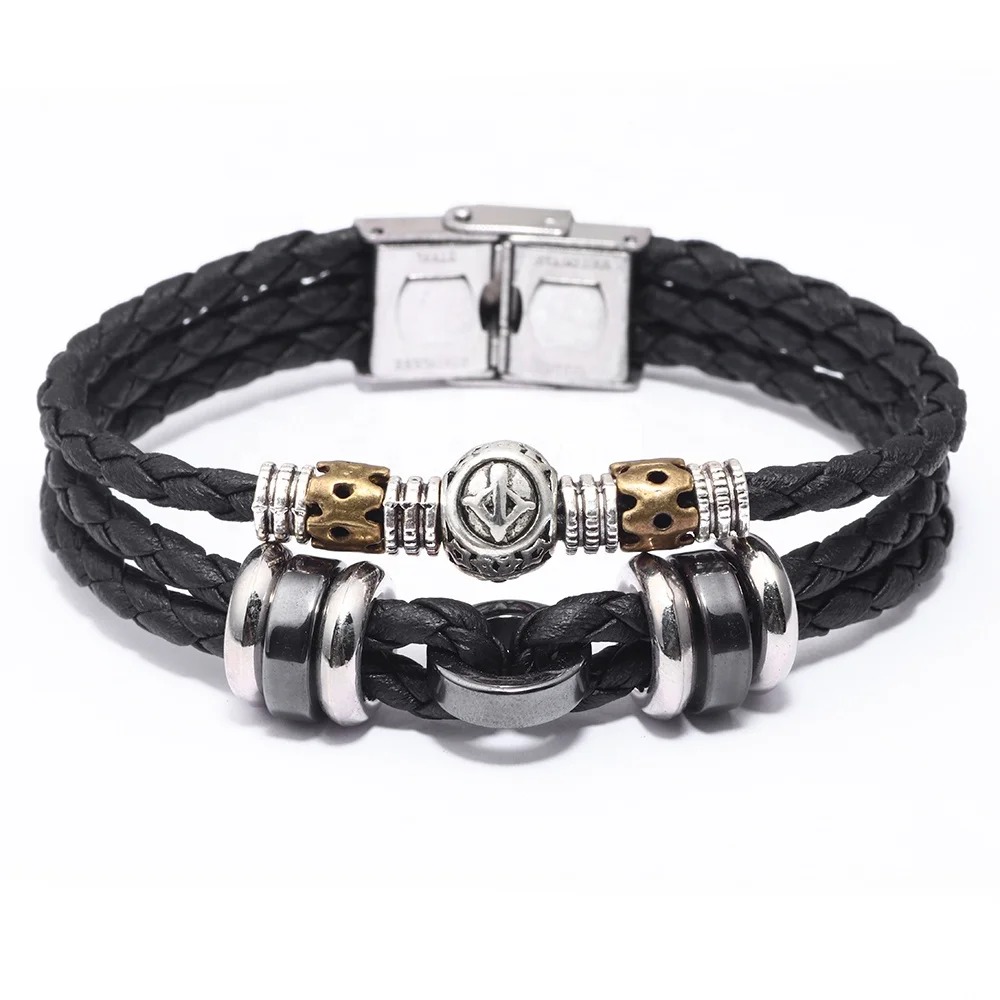 Alloy Charm Leather Zodiac Bracelet Adjustable Metal Buckle 12 Constellations Leather Wrap Bracelets