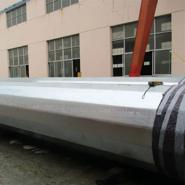 25M mid hinged galvanized steel street lighting tubular pole with electric accessories