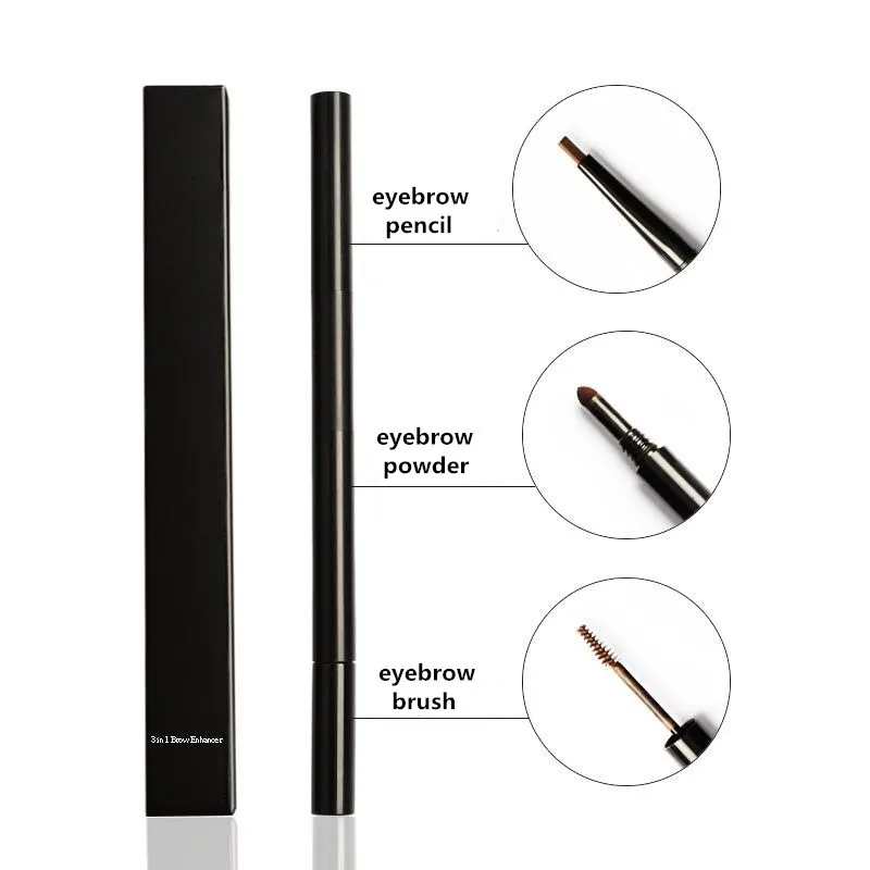 Wholesale Double-Headed Automatic Eyebrow Pencil Pen Waterproof Natural-Look Stick Style Eye Brow Brush Makeup in 4 Colors