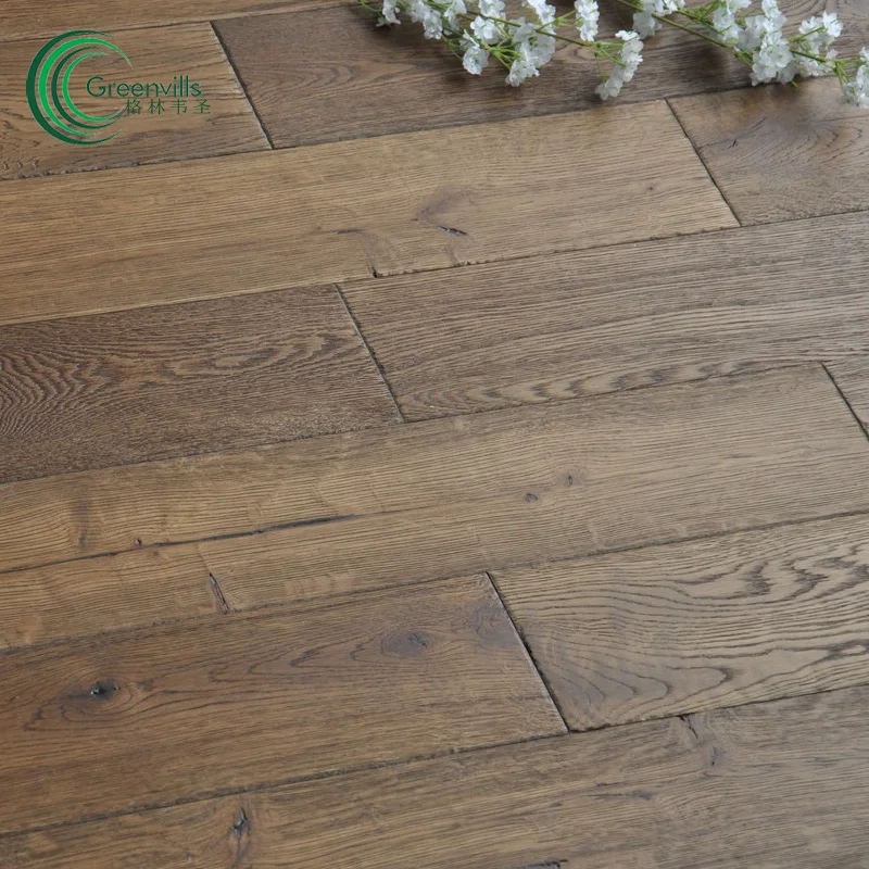 
Guangzhou factory price French oak engineered wood floor Wax oiled wire brushed parquet wood floor 