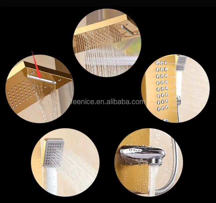 304 stainless steel 5 function rainfall shower panel