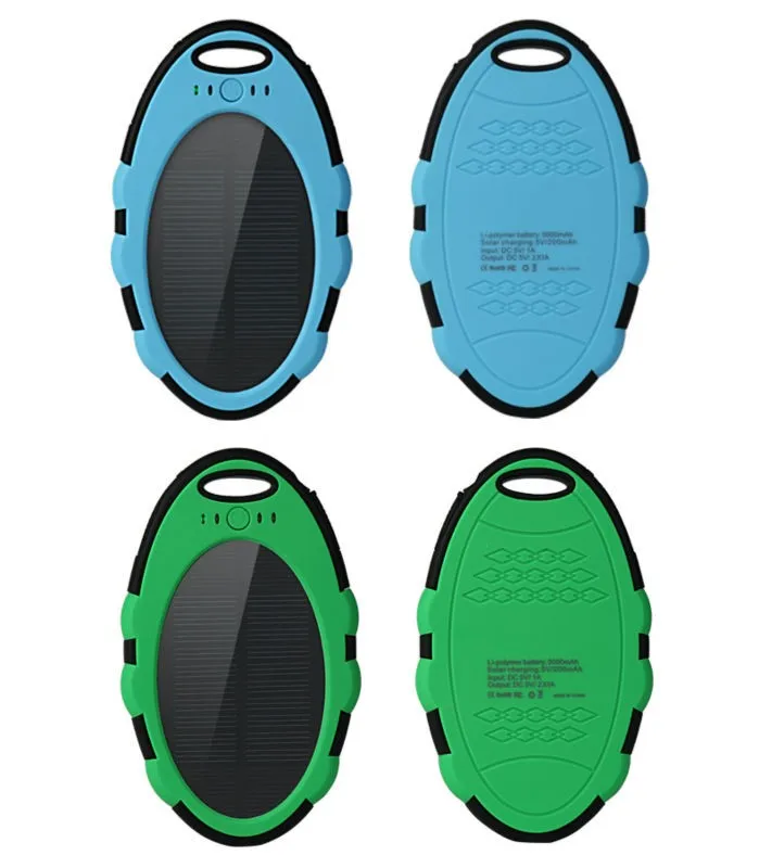 
China 2019 new Waterproof portable solar charge 5000mah cell phone battery charger power bank 