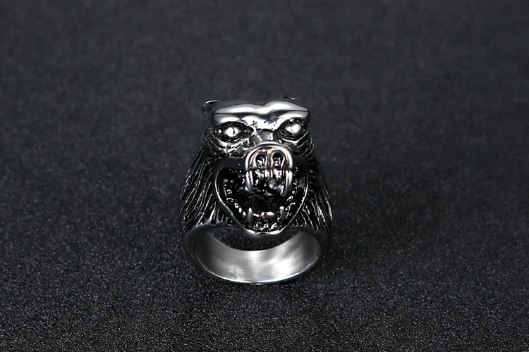 Punk Gothic Stainless Steel Wolf Head Animals Glamour Finger Ring In Stock