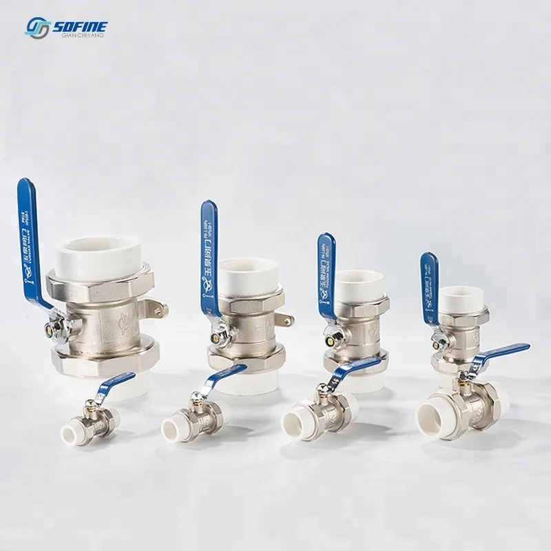 
Brass Body With Handle Nickel Plating PPR Double Plastic Ball Valve 