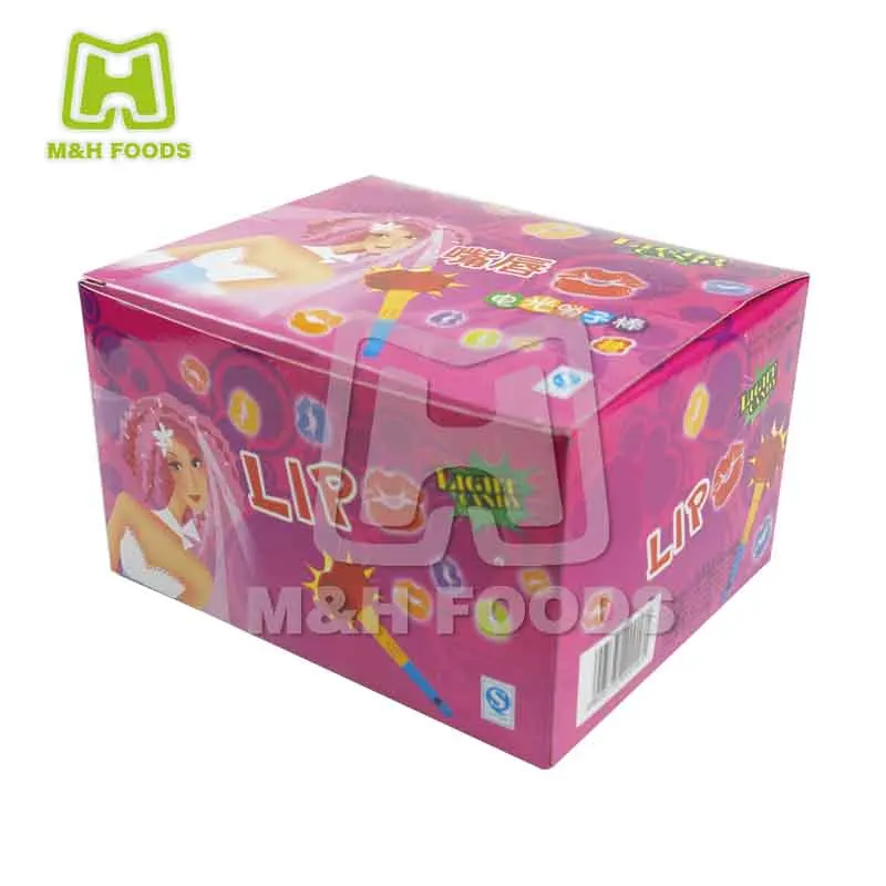 Lip Shape Light Up Hard Candy Whistle Lollipop Stick