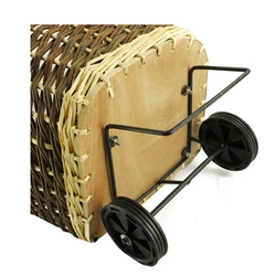 Round Willow Art Woven Fireplace Wood Basket With Wheel Trolley