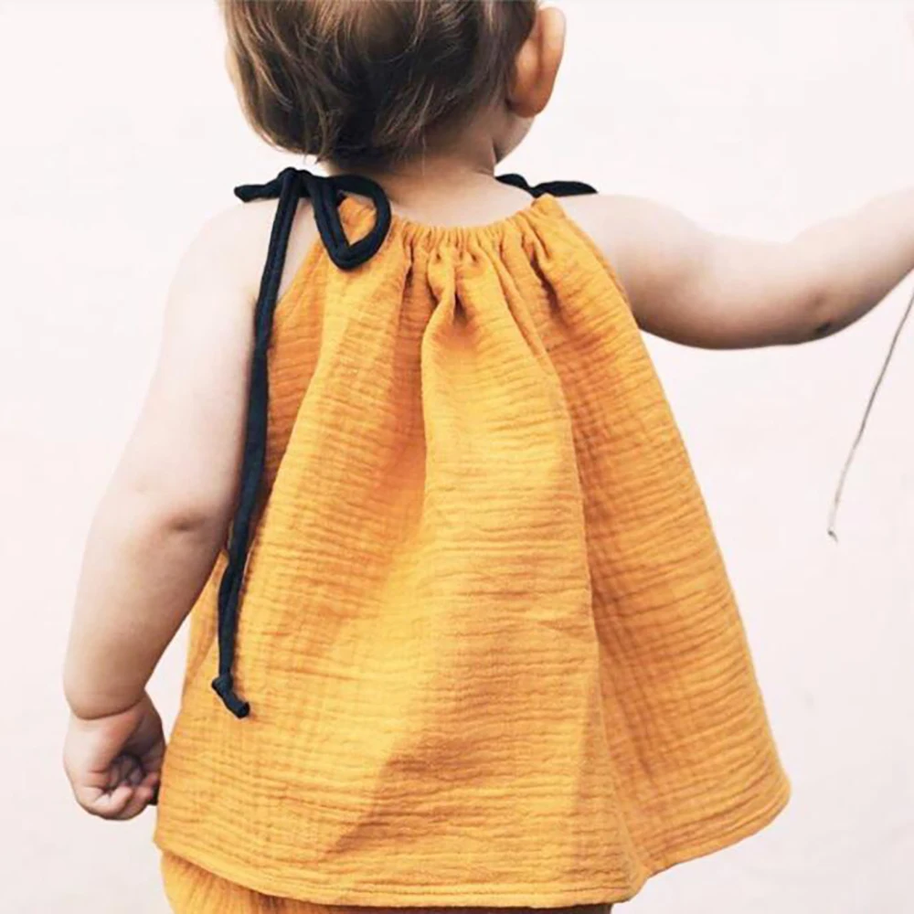 
New Arrival Newborn Toddler Baby Girls Dress Casual Summer Baby Clothes Girls Muslin Cotton Soft Vest Dress 