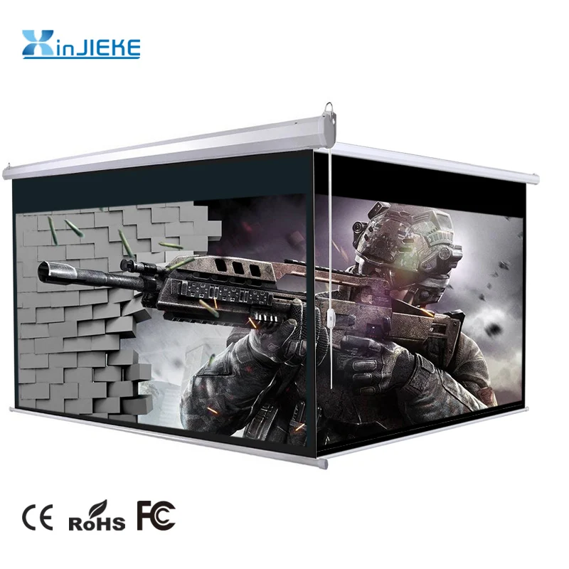 16:9 120 inch Retractable Electric Motorized Automatic Office Use Ceiling / Wall Projector Screen