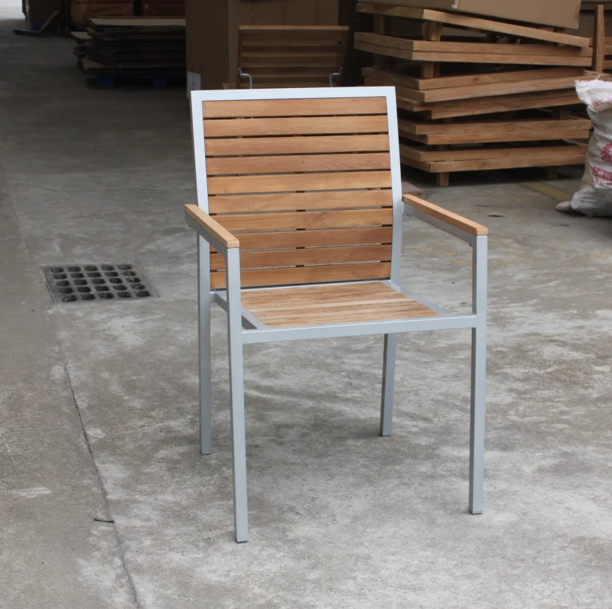 aluminum frame burma teak wood table and chair