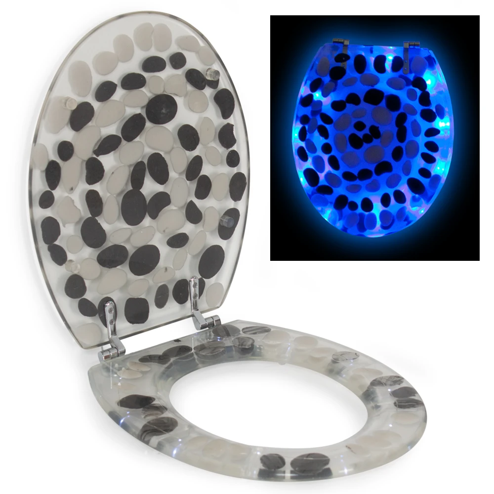 LED light polyresin toilet seat ,LED toilet seat with stone design