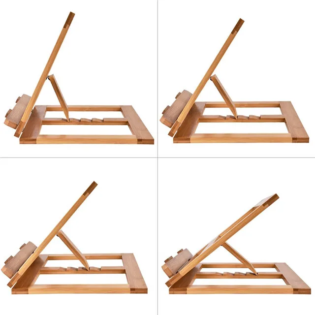 Premium adjustable Bamboo Book Stand, solid wooden book holder