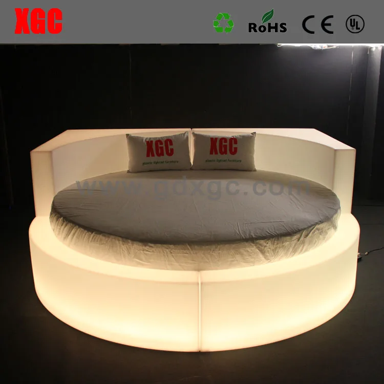 
Hot Sell Hotel LED Round Bed/ Luxury Hotel Furniture PE plastic King Size Bed 