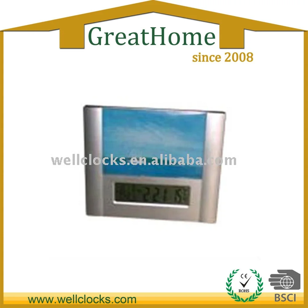 Modern Classic Square Design LCD Large Digital Photo Frame Desk Clock