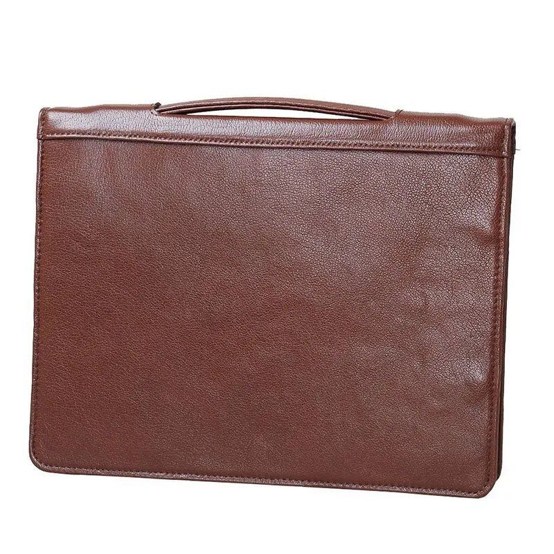 Professional Mens Leather A4 Organizer Padfolio Zippered with Handle