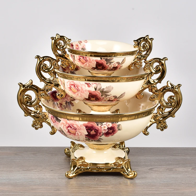 Gorgeous appearance dinnerware home decor food serving dishes /gold ceramic fruit plate for wedding decorations