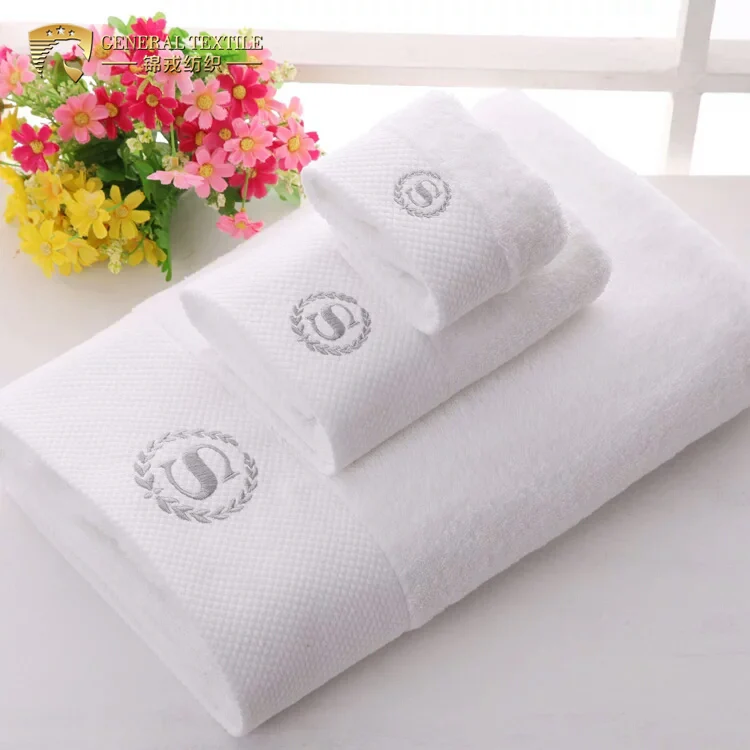 100% Cotton White Embroidered Bath Hand Towel Set