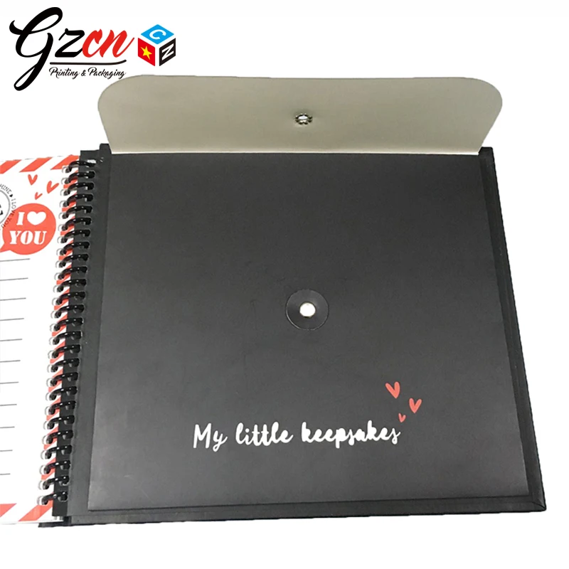 
custom printing high quality photo frame die cut on the cover baby memory book with envelope 