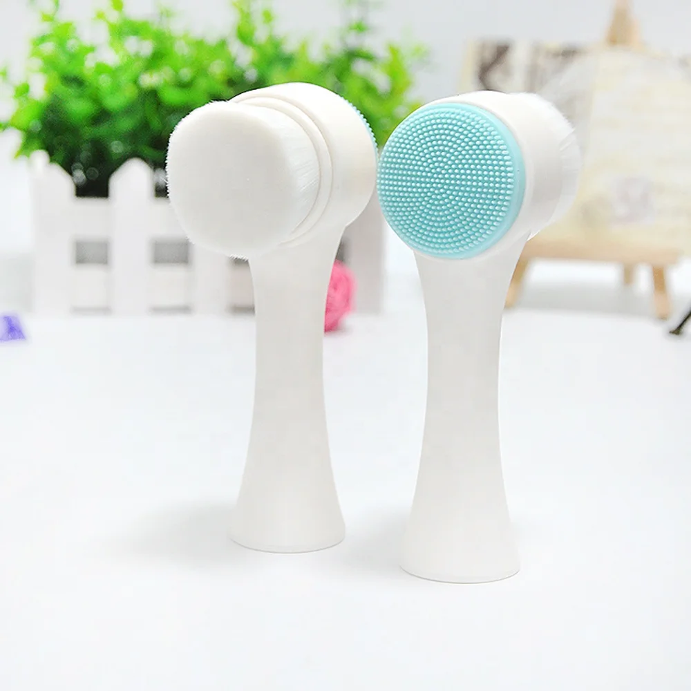 Wholesale Face Wash Cleaner Body Scrub Cleaning blackhead 3D Double Head Facial Cleansing Brush