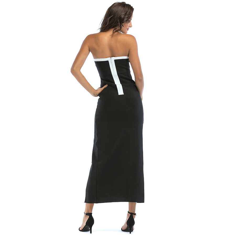 High quality tube top Split long evening dress backless sexy bandage dress clothes woman