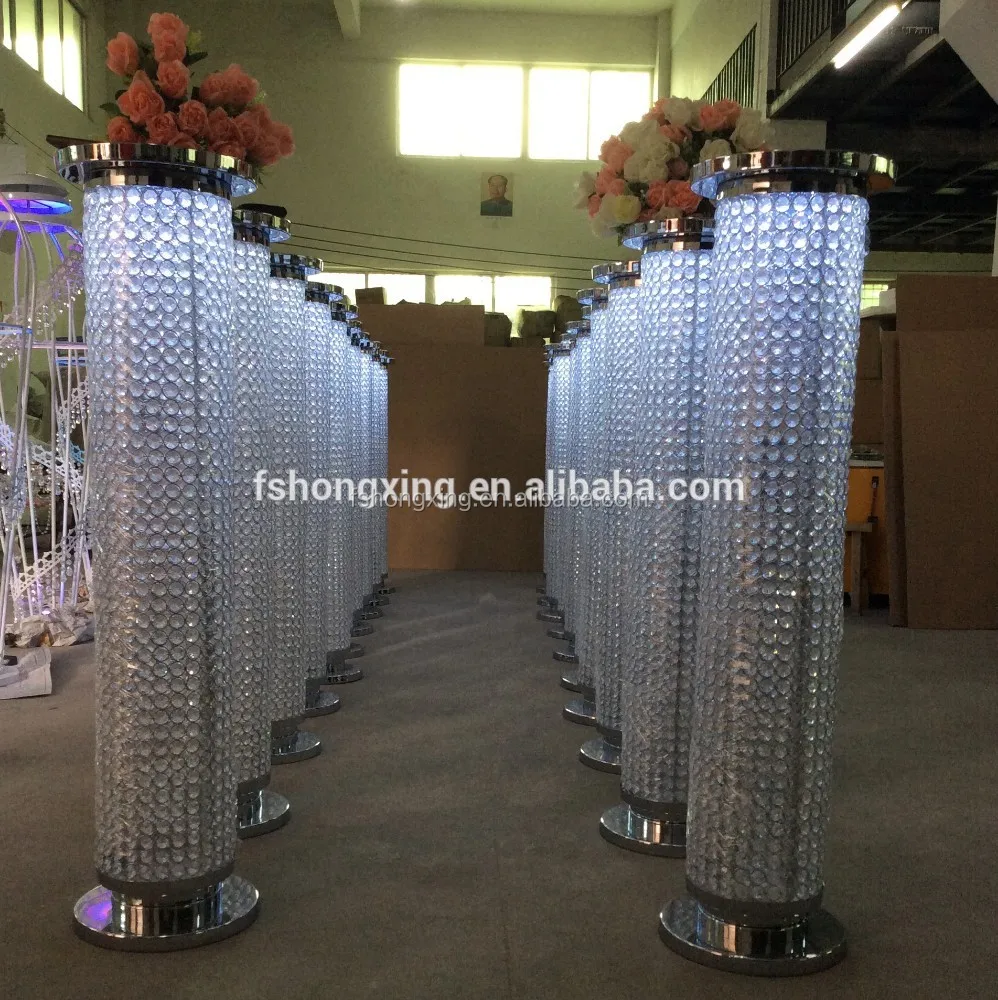 hot sale led light round wedding aisle decorations crystal pillars
