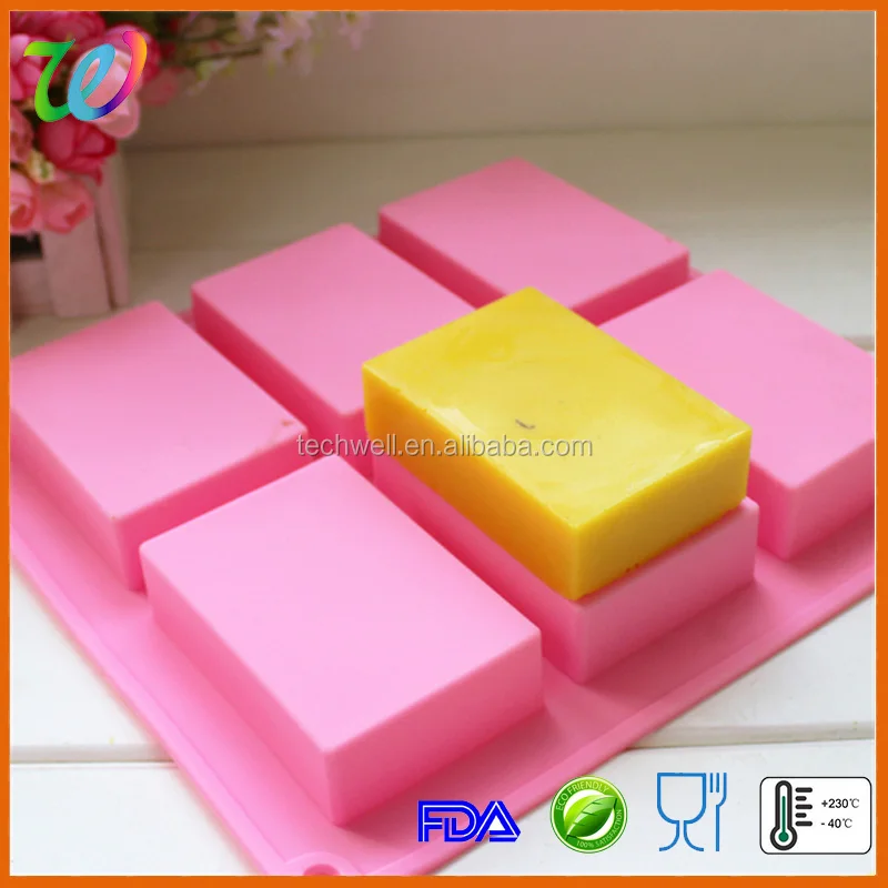 Rectangle 6 Cavitiies Soap Moulds Handmade Silicone Soap Mold for Soap Making